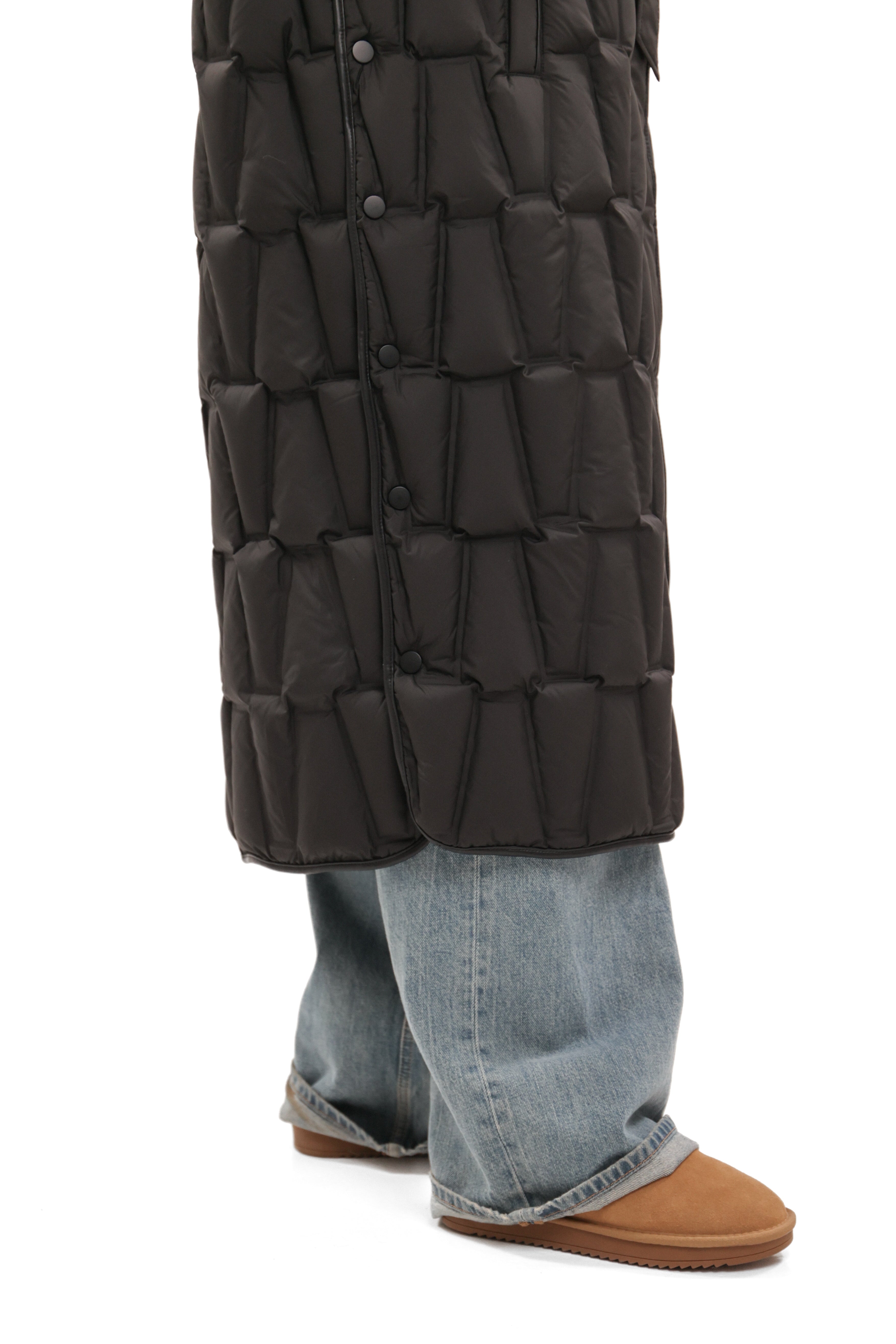 Riley Genuine Fur Trim Down Fill Coat in Black
