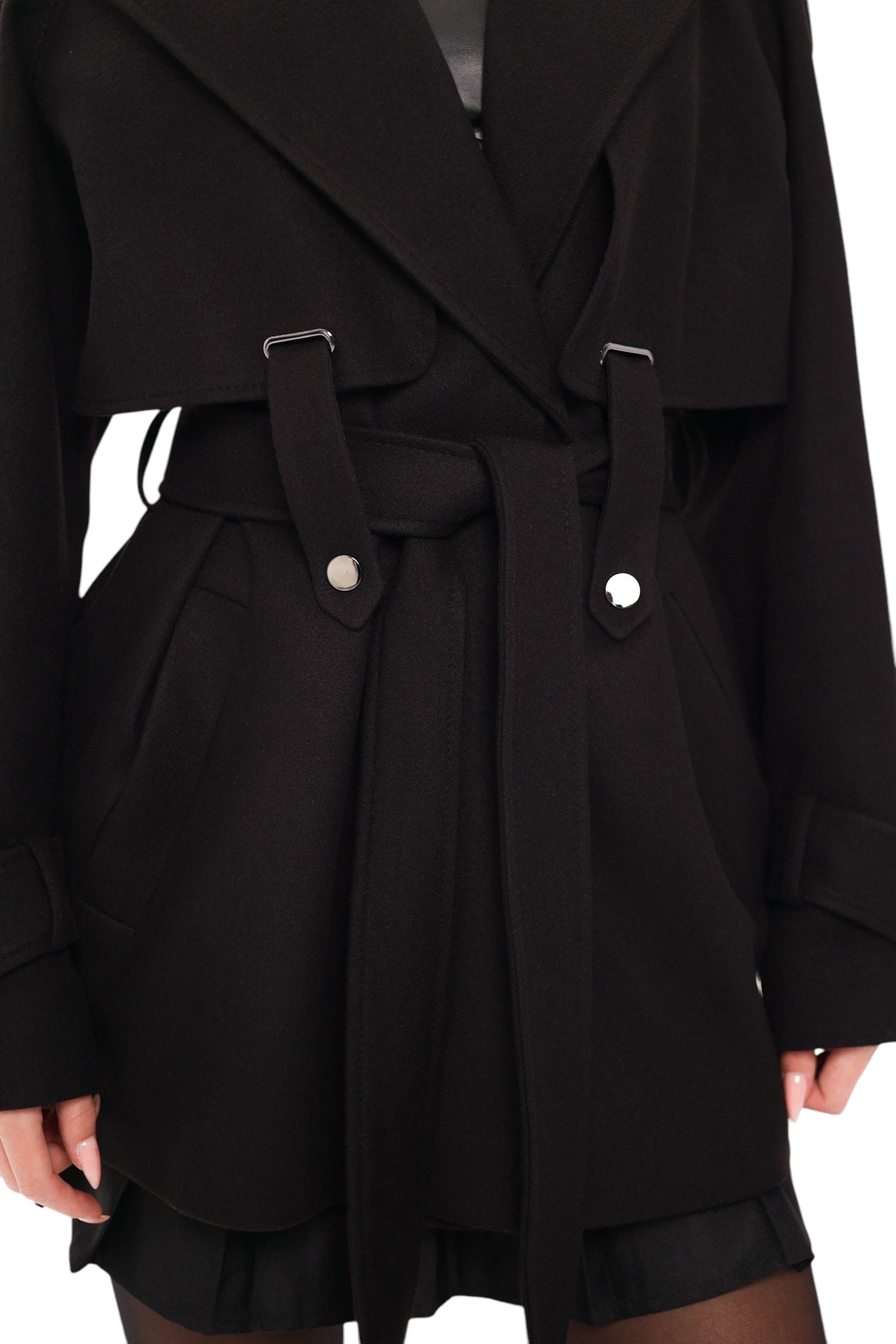 Karina Midi Cashmere Wool Blend Coat In Black