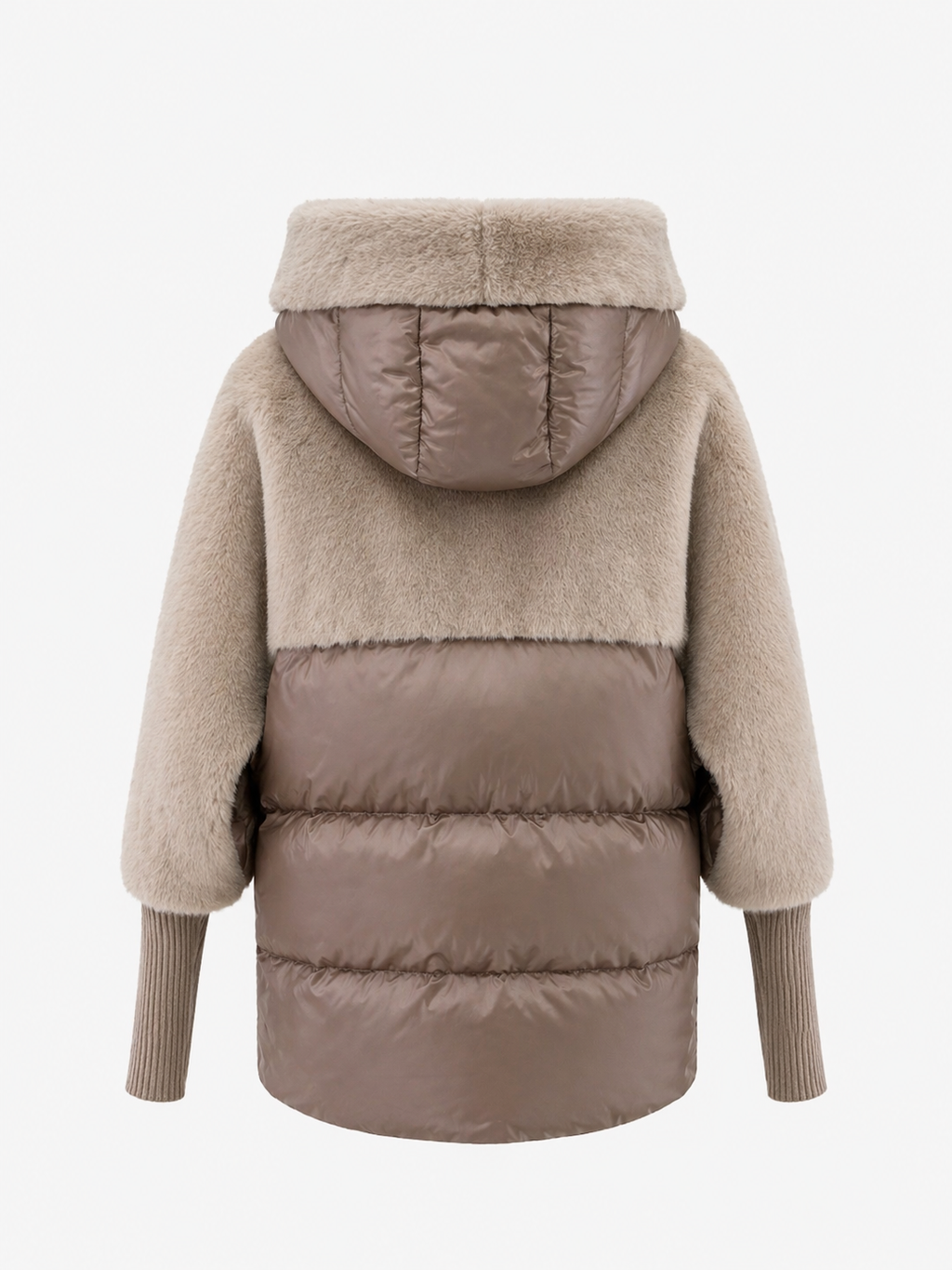 Claire Eco-Fur Bio-Down Fill Jacket in Taupe Grey