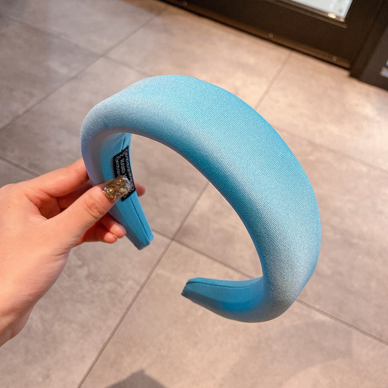 Candy colored thick sponge hair hoop for women's solid color wide edged and minimalist headband