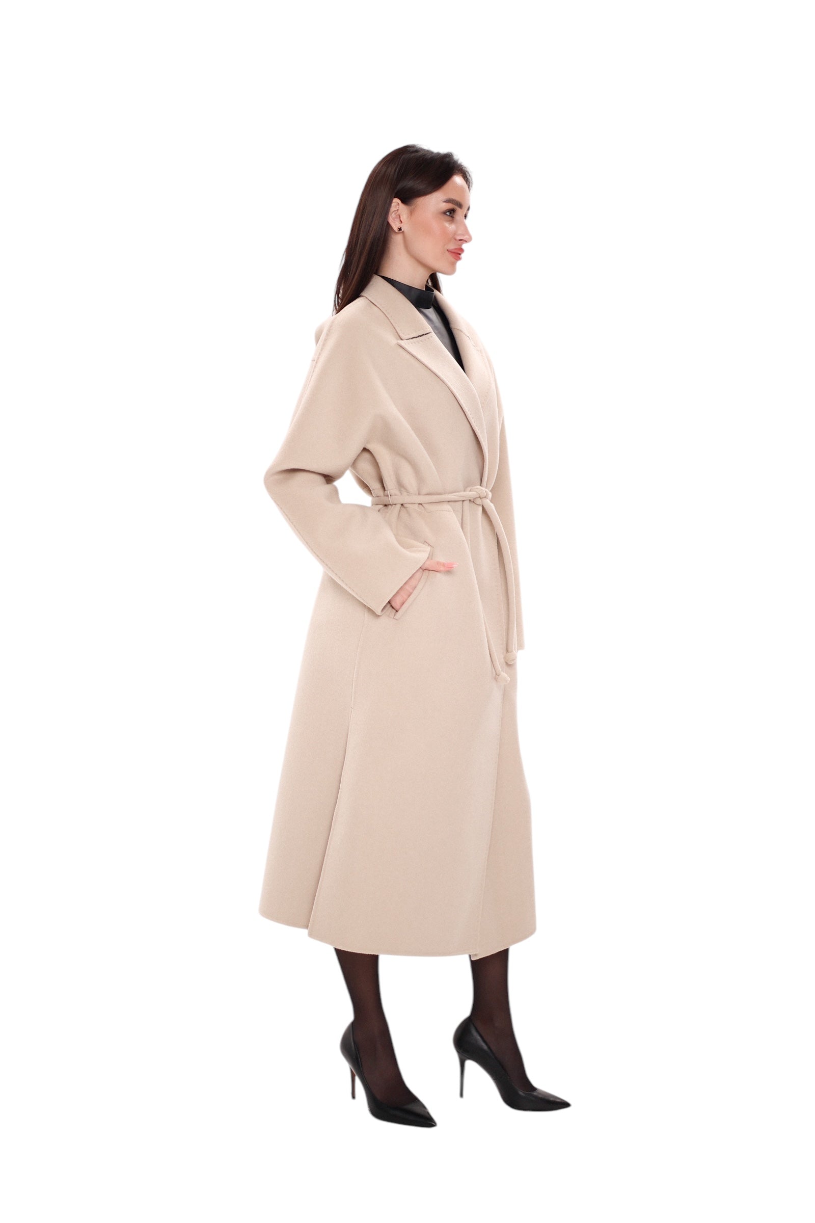 Margaret Premium Lana Wool Cashmere Coat in Royal Crème
