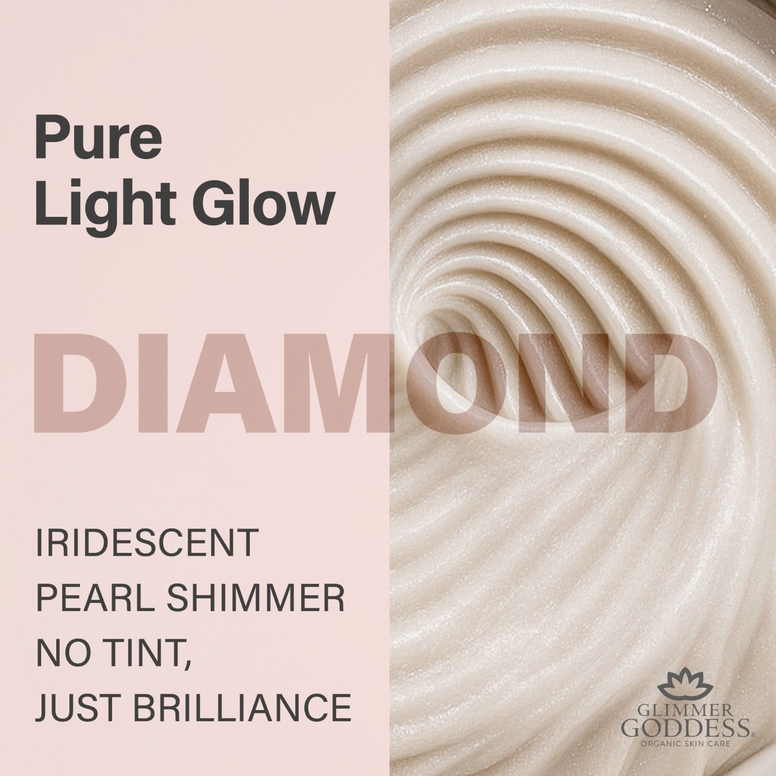 Glimmer Goddess Organic Shimmer Whipped Body Butter - Diamond Level 1 Subtle Glow 4 oz