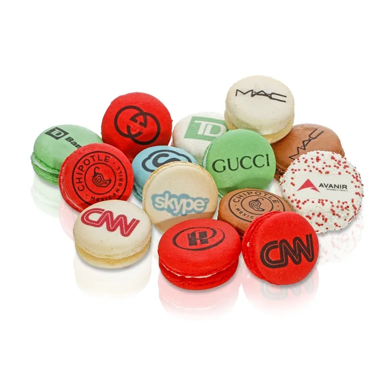 Printed Macaron Clear Acetate Gift Box of 10- with Branded Custom Sleeve Option