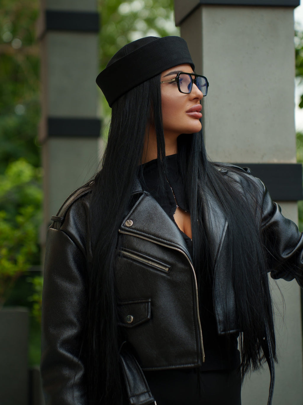 Sailor Cotton Folded Brim Hat in Black