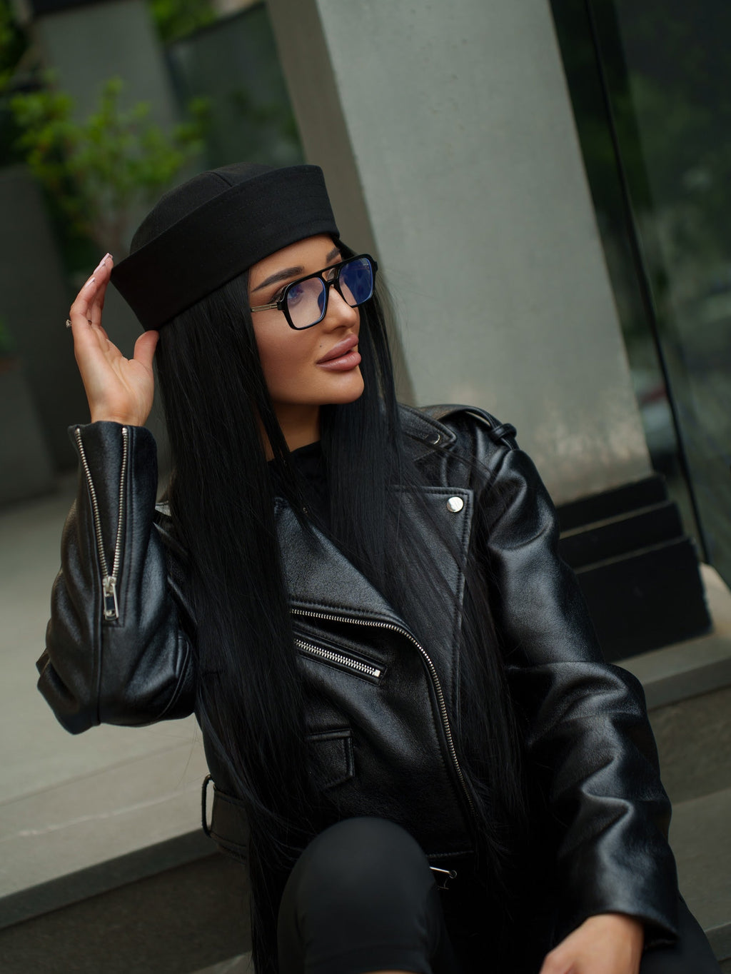 Sailor Cotton Folded Brim Hat in Black