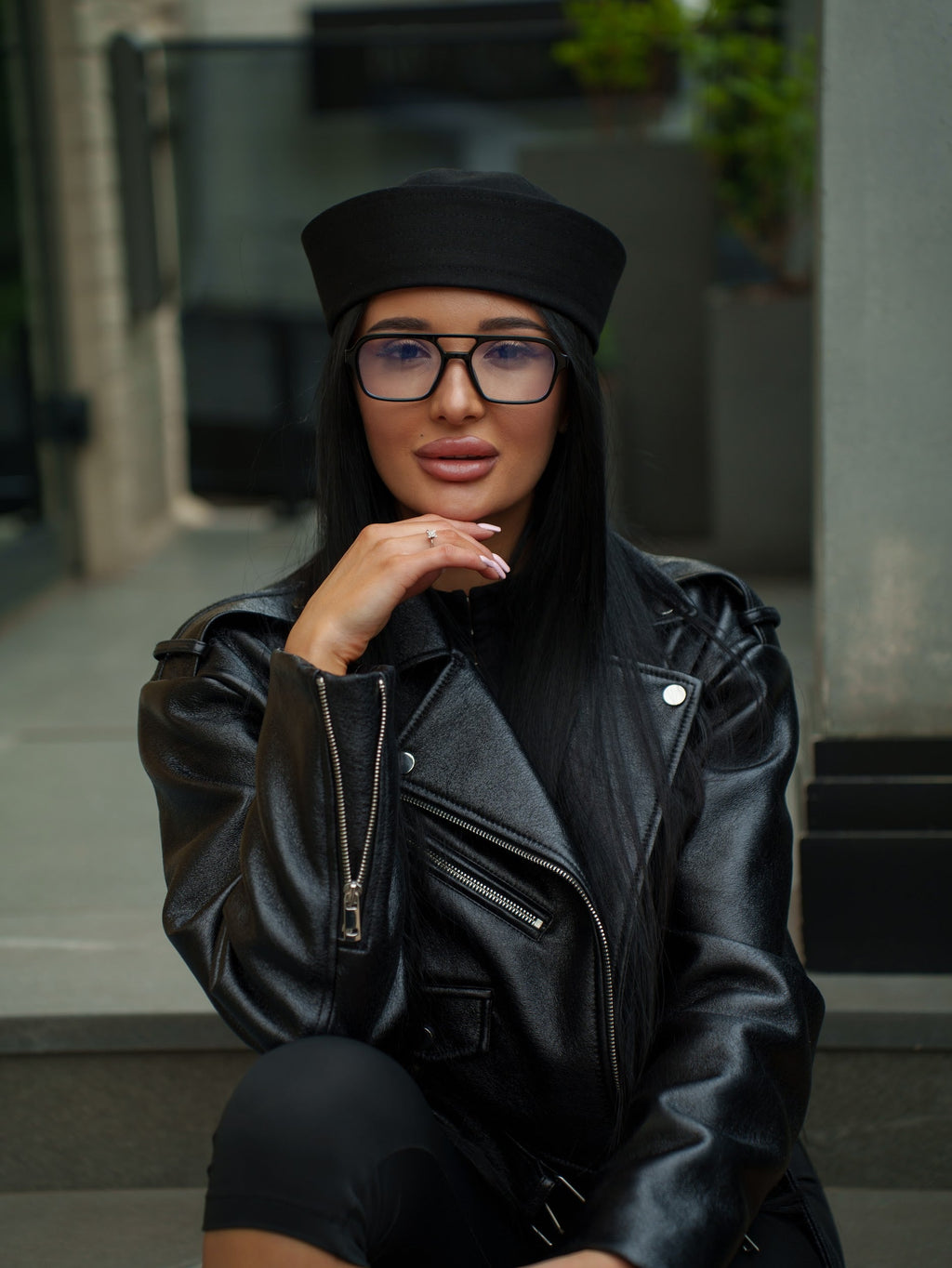 Sailor Cotton Folded Brim Hat in Black