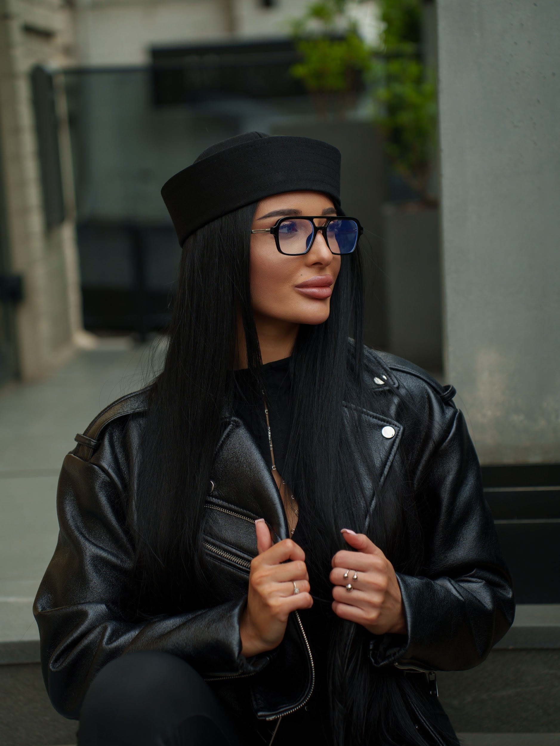 Sailor Cotton Folded Brim Hat in Black