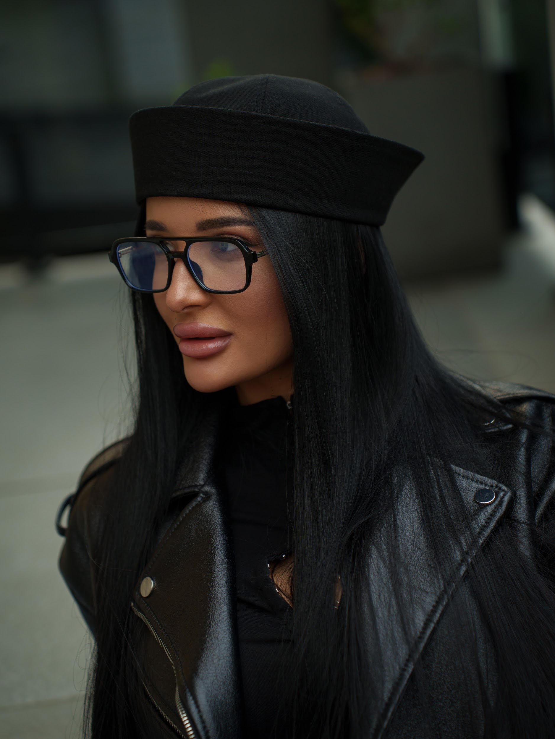 Sailor Cotton Folded Brim Hat in Black