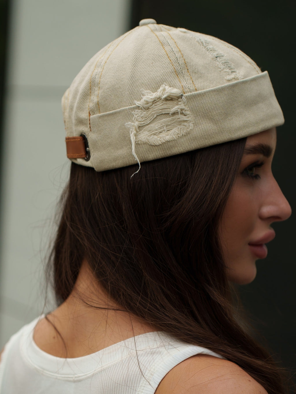 Docker Cap in Sand Denim