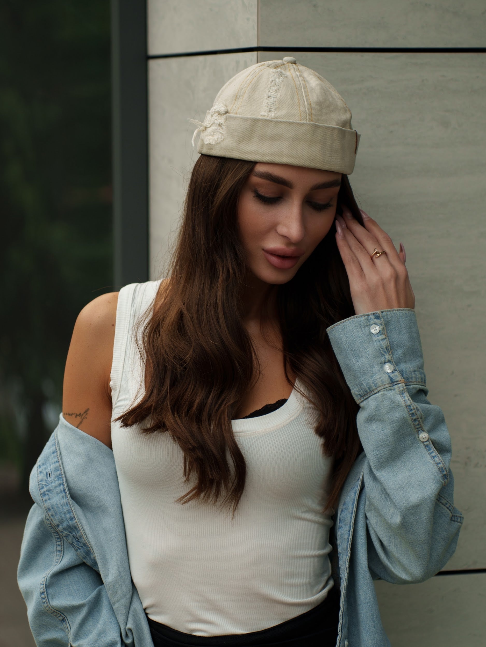 Docker Cap in Sand Denim