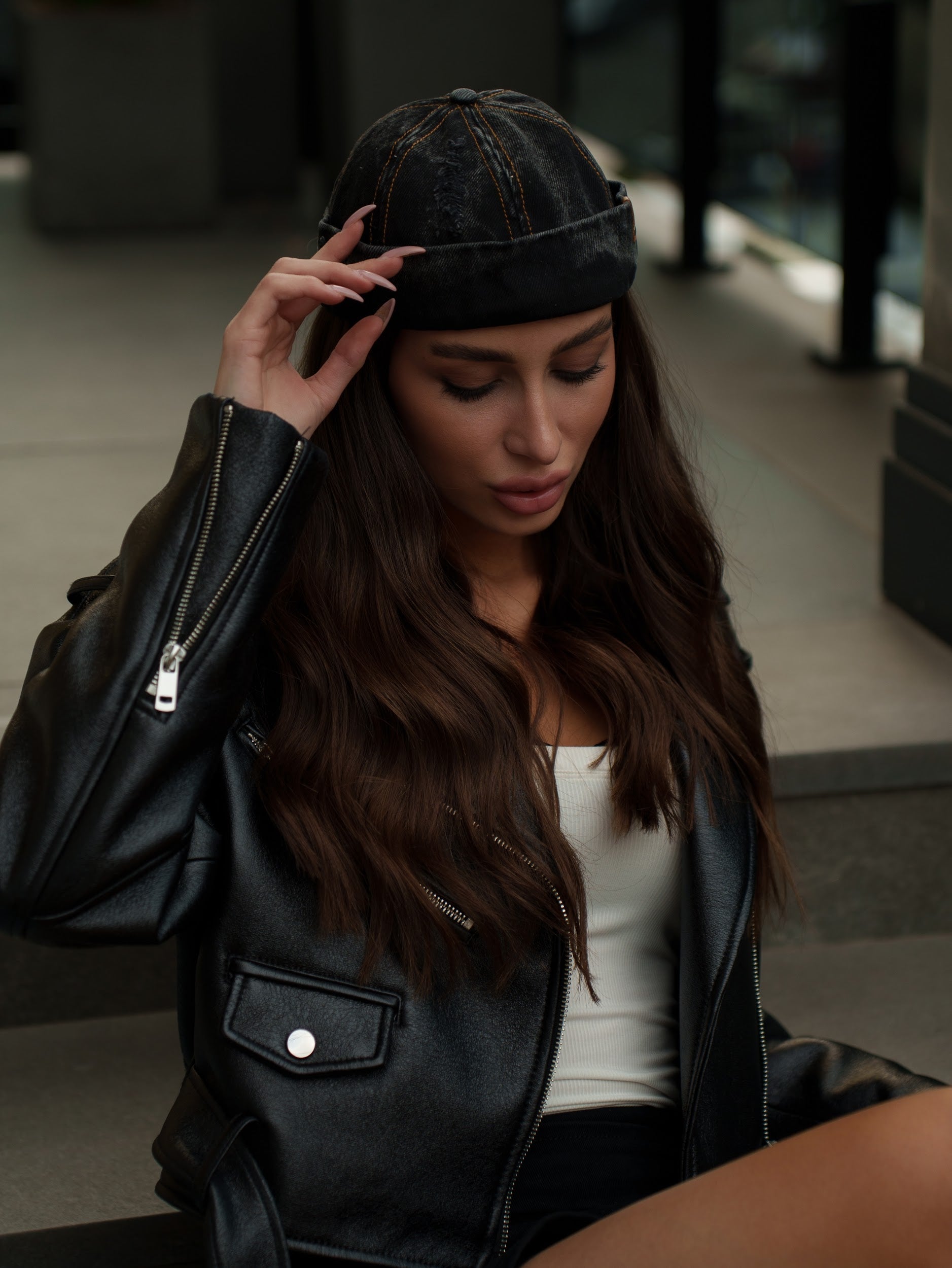 Docker Cap in Black Denim