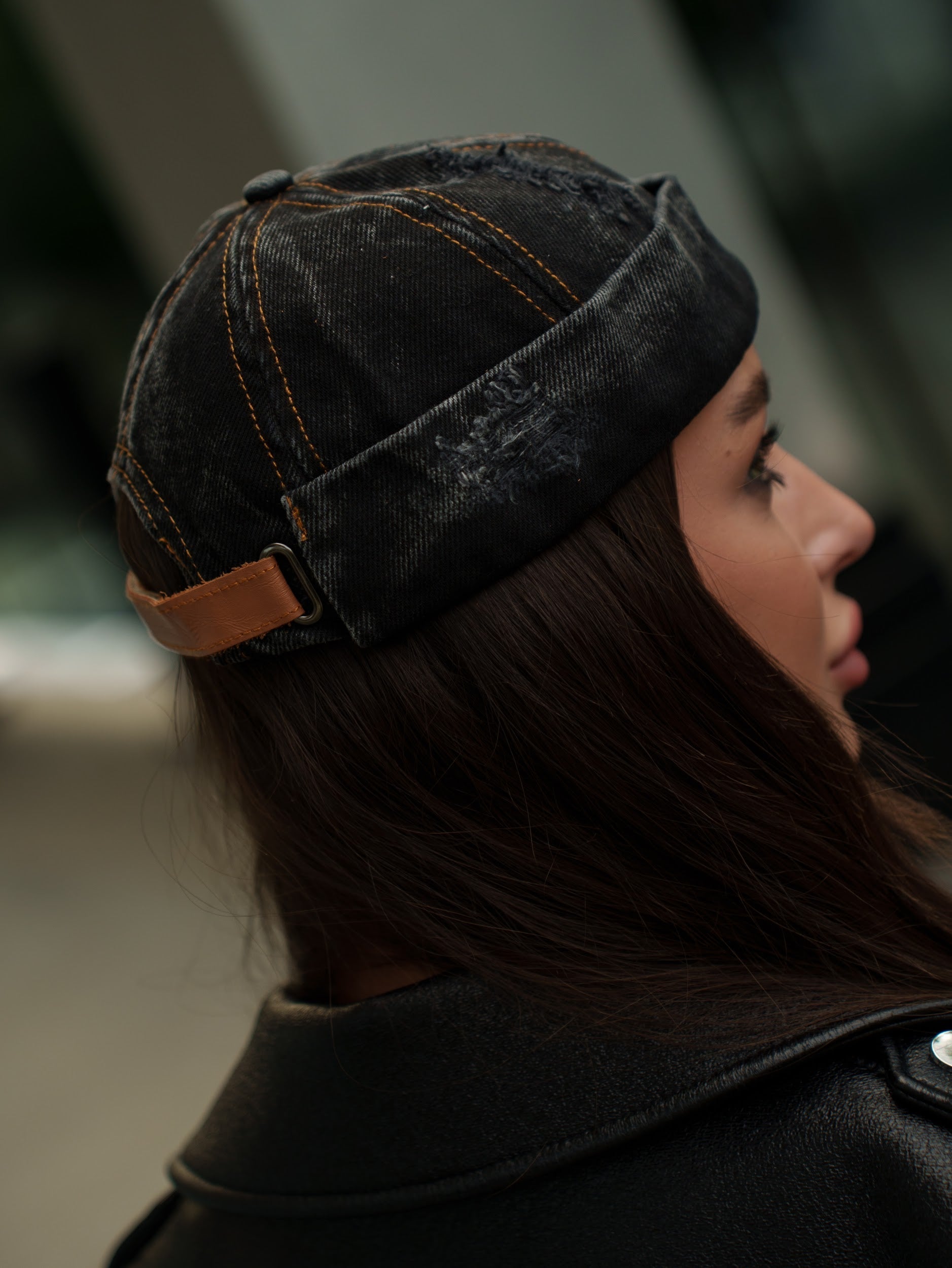 Docker Cap in Black Denim