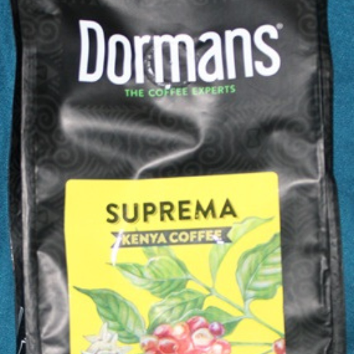 Dormans Suprema Kenya Coffee package branding close up