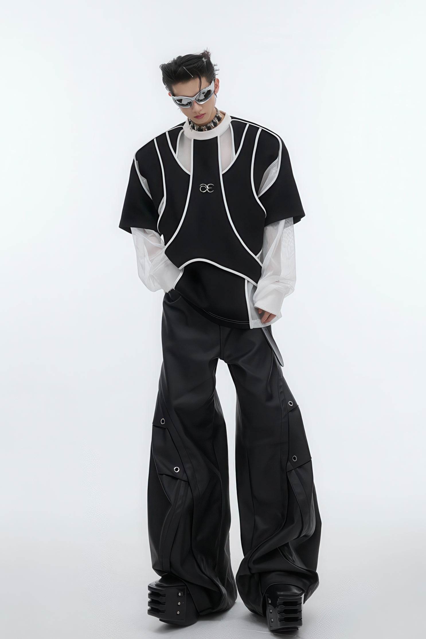 Deconstructed Split Hoodie - Heavyweight Metal Trim with Shoulder Pads