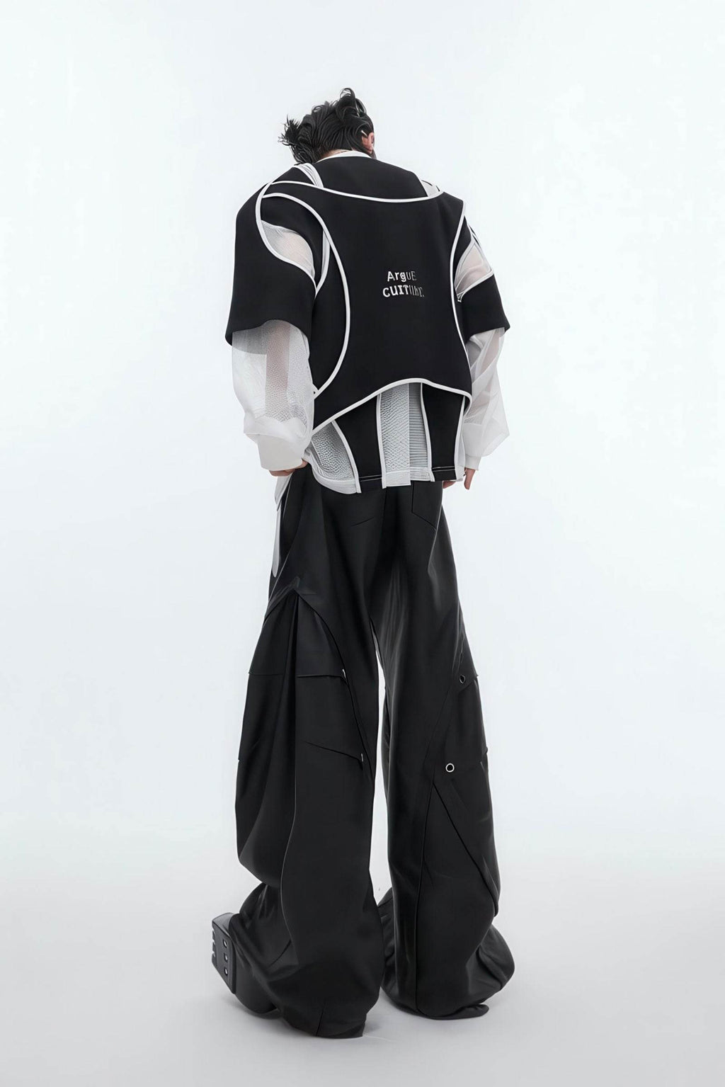 Deconstructed Split Hoodie - Heavyweight Metal Trim with Shoulder Pads