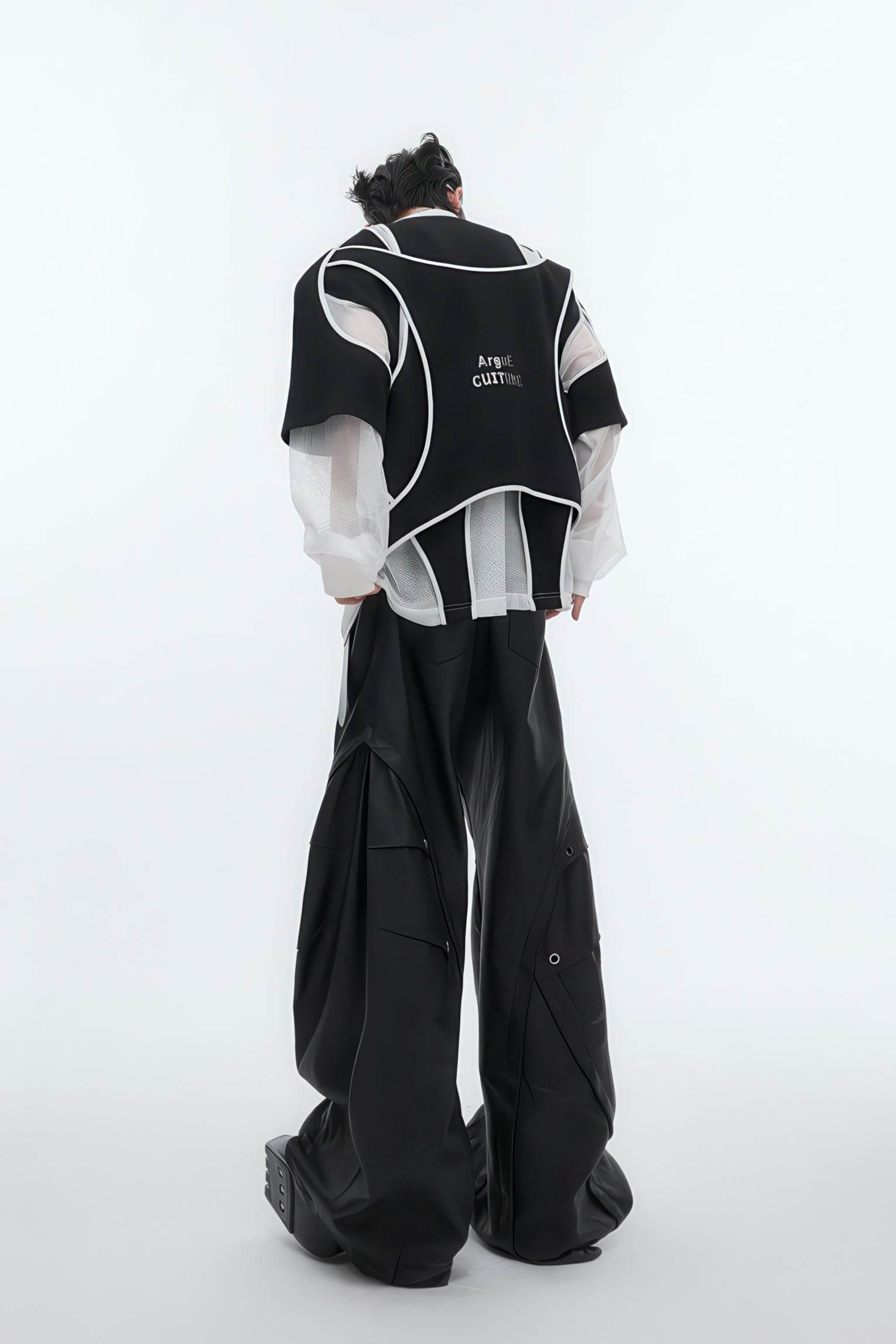 Deconstructed Split Hoodie - Heavyweight Metal Trim with Shoulder Pads