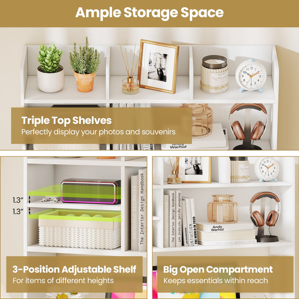 Desktop Bookshelf Countertop Storage Hutch with 6 Shelves