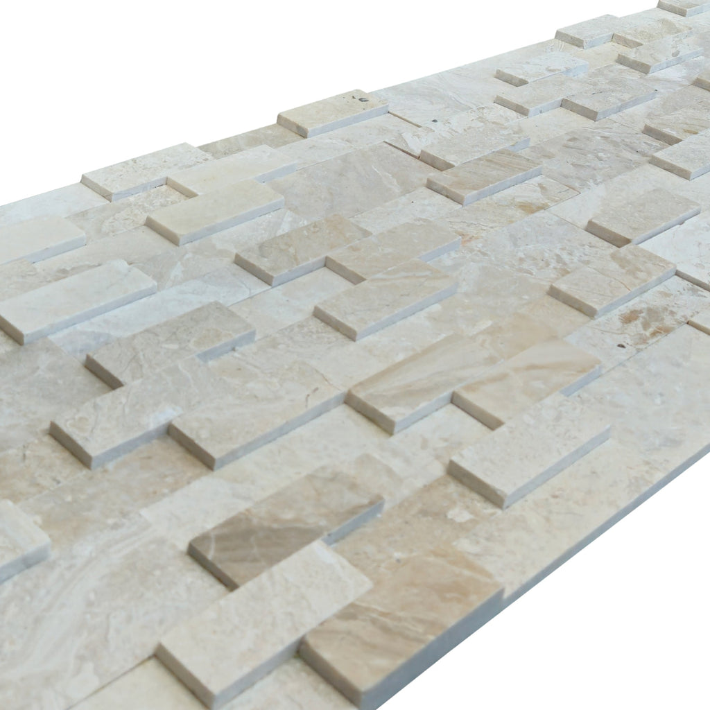 Diana Royal Marble 3D Stacked Stone Ledger Wall Tile 6x24 - Honed
