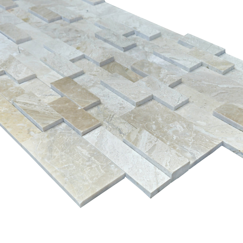 Diana Royal Marble 3D Stacked Stone Ledger Wall Tile 6x24 - Honed