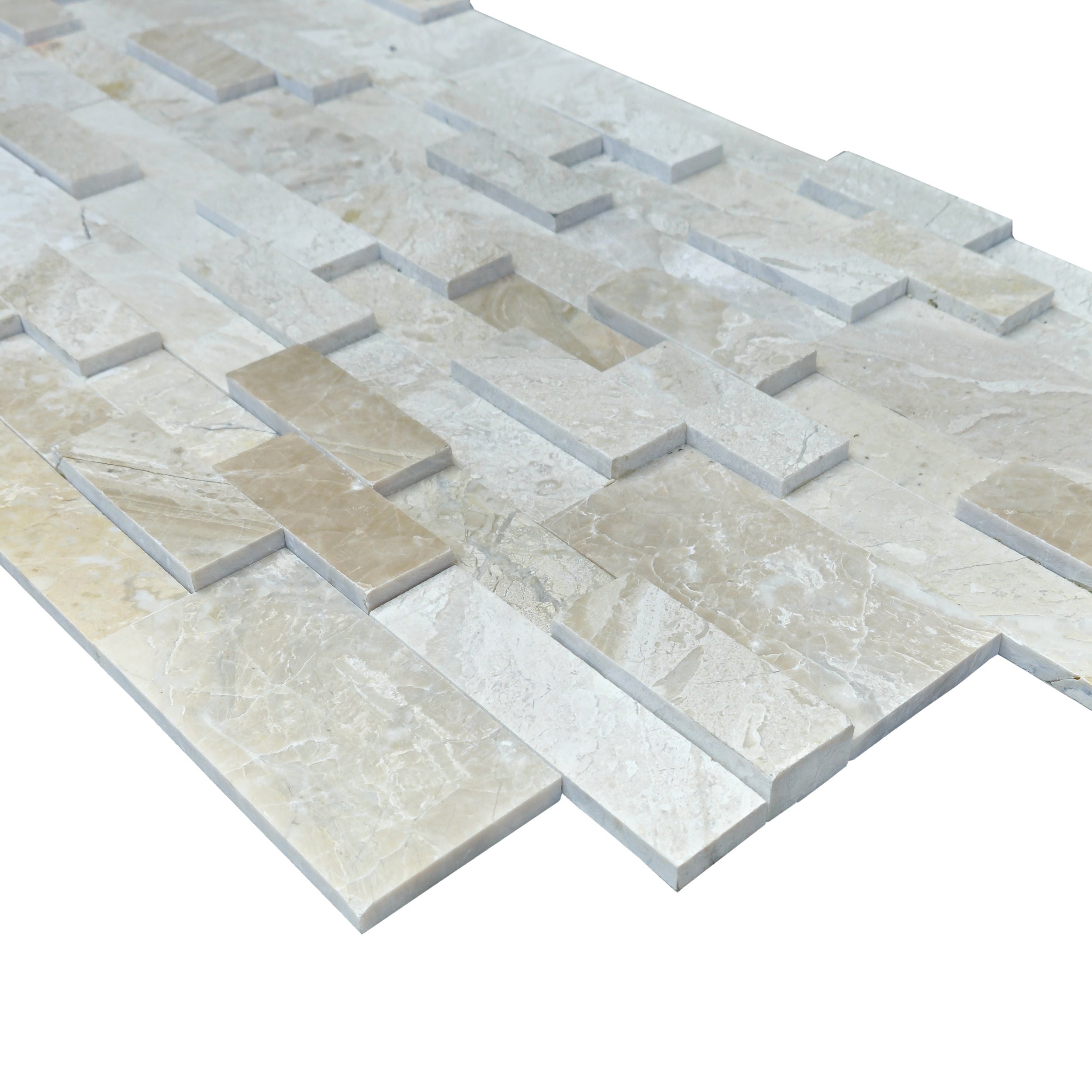 Diana Royal Marble 3D Stacked Stone Ledger Wall Tile 6x24 - Honed