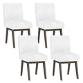 Dining Chairs Set of 4 Fabric Upholstered Kitchen Chairs with Padded Seat and Rubber Wood Legs-White+Gray