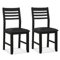 Wooden Dining Chair Set of 2 with Rubber Wood Frame and Padded Cushion
