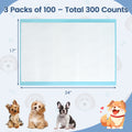 Dog and Puppy Pee Pads 24" x 17" (300 Counts) for Potty Training-Blue