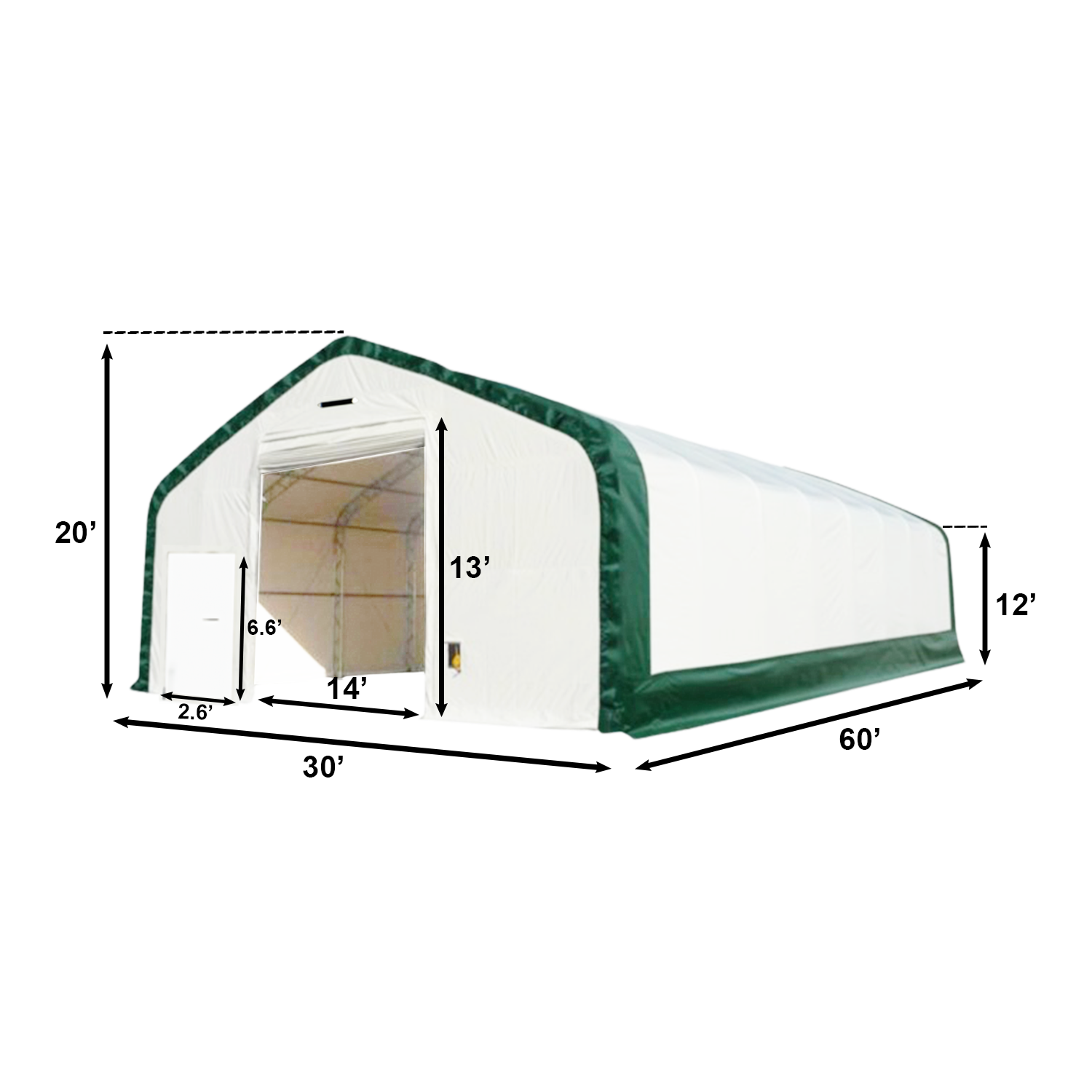 W30'xL60'xH20' Double Truss Storage Shelter