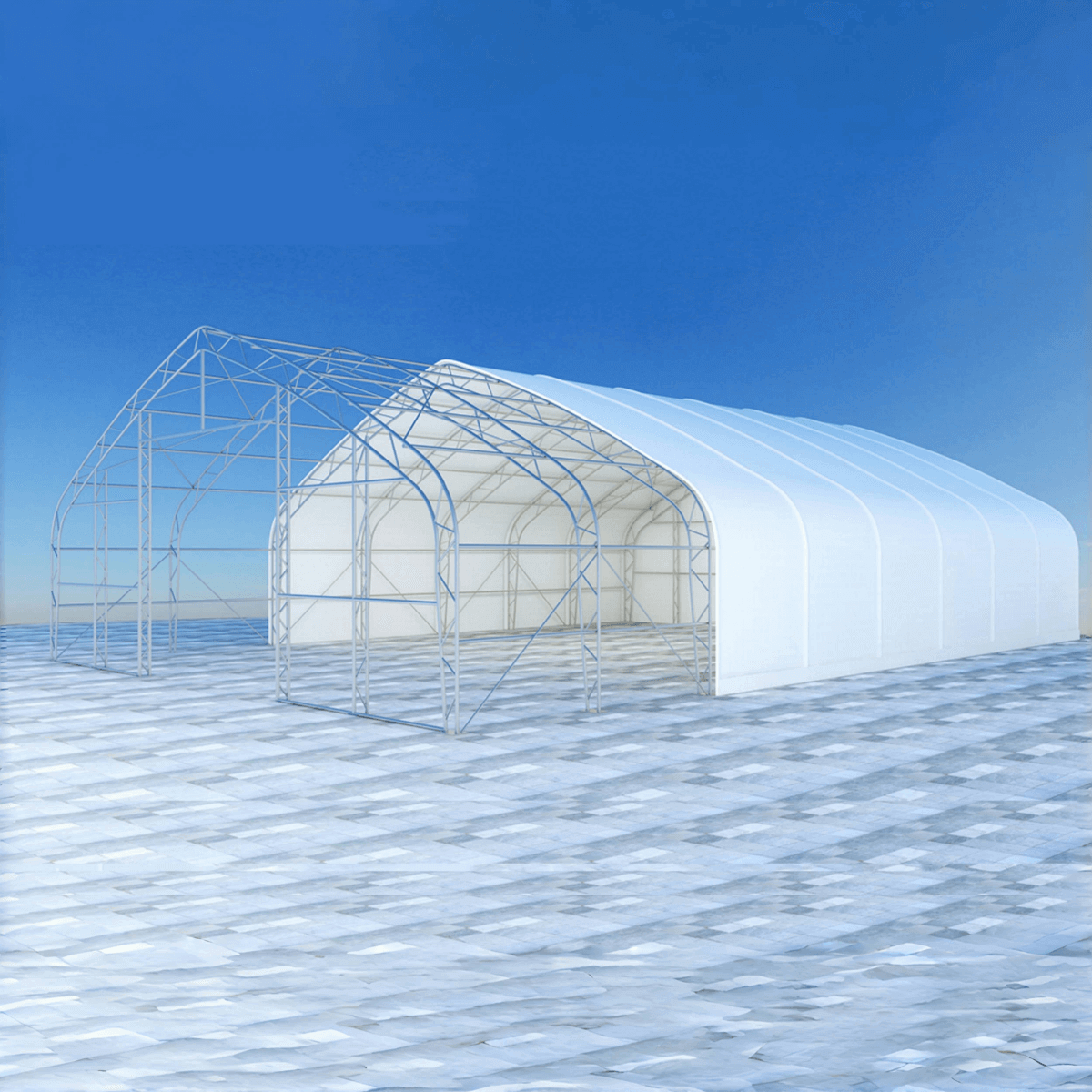 W40'xL64'xH23' Double Truss Storage Shelter