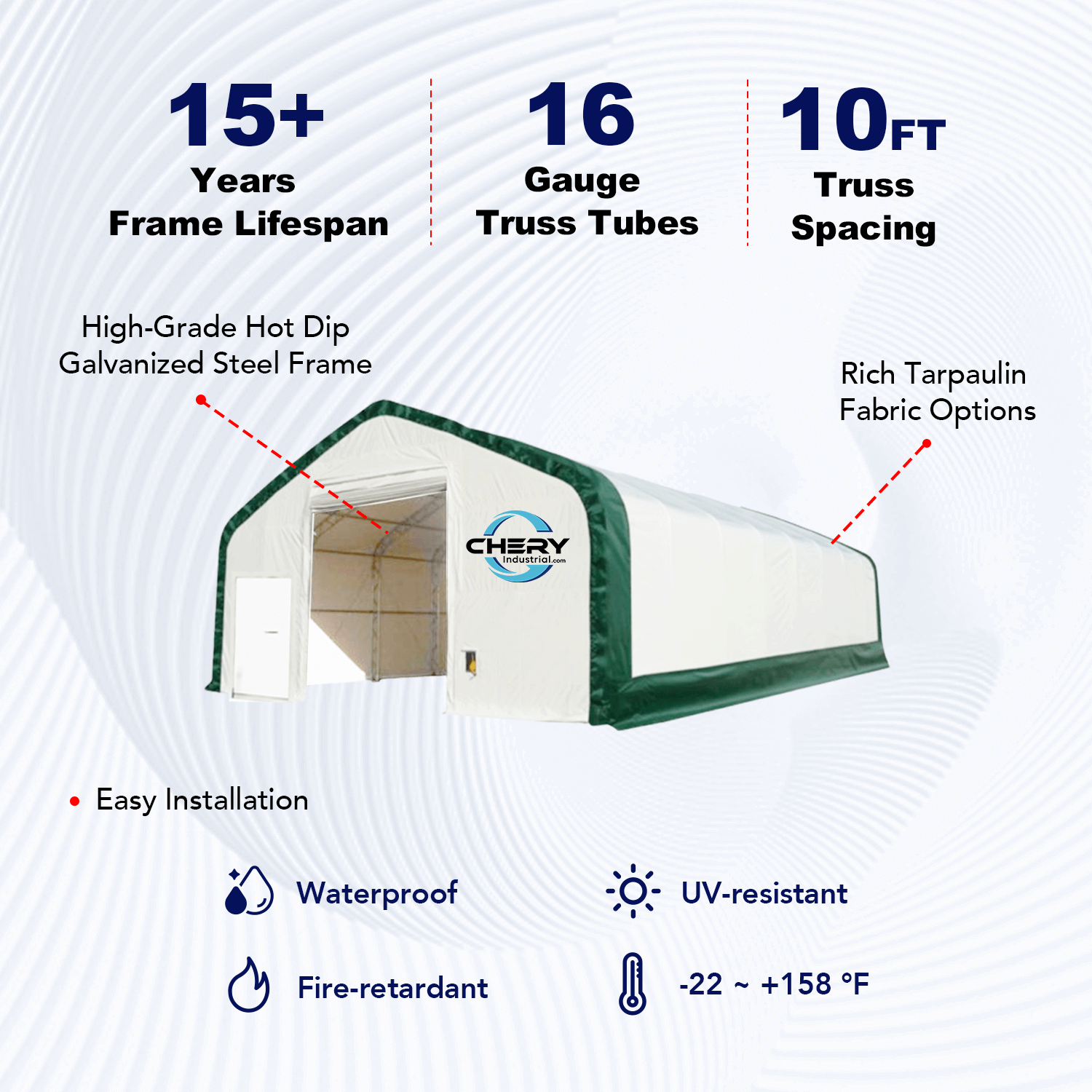 W30'xL40'xH20' Double Truss Storage Shelter