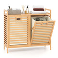 Double Tilt-out Laundry Hamper with 2 Removable Bins-Natural
