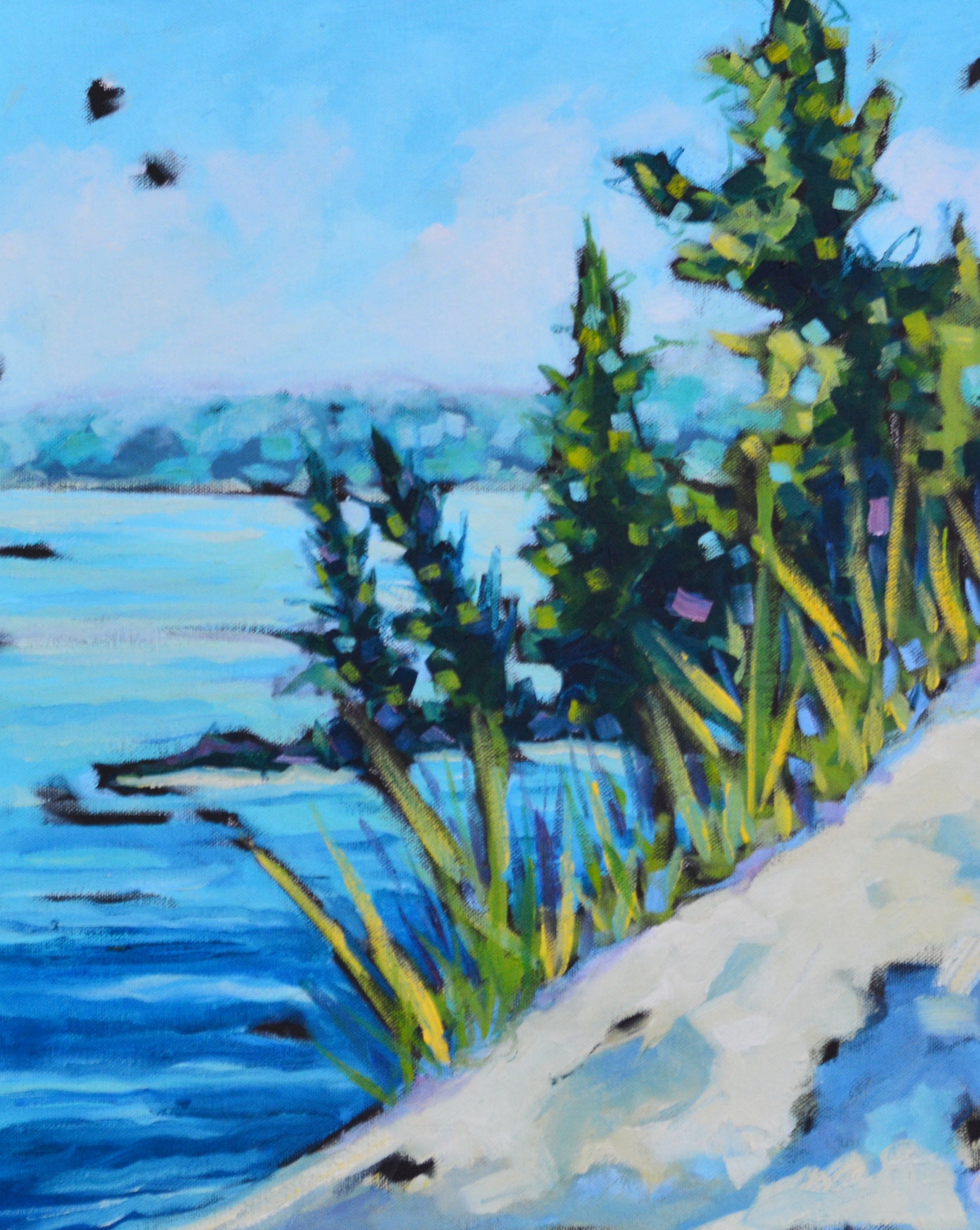 "Serenity at the Lake" Beach Lake Glass Art Print