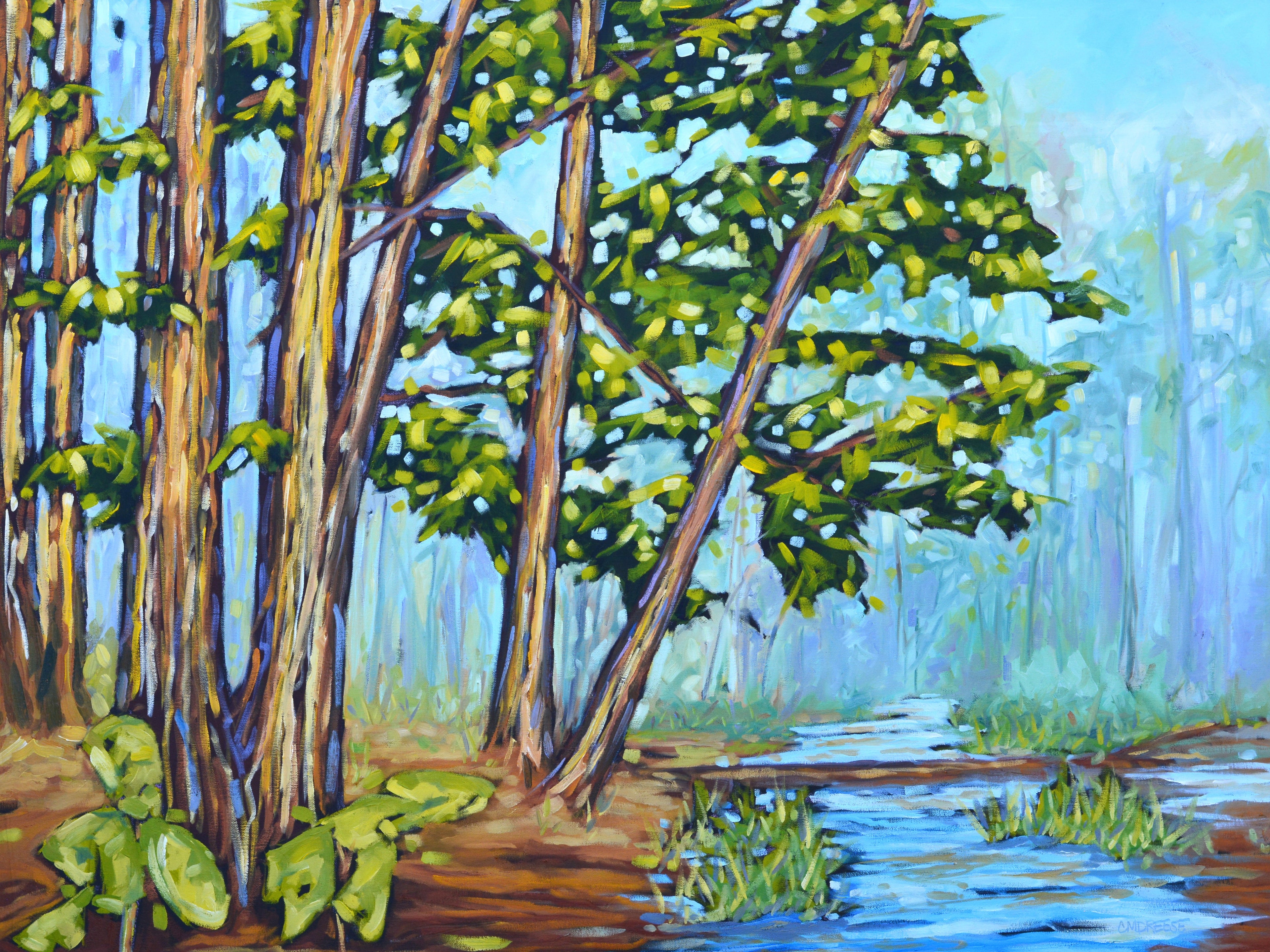 "Hemlocks Along the River" Forrest, Tree Glass Art Print