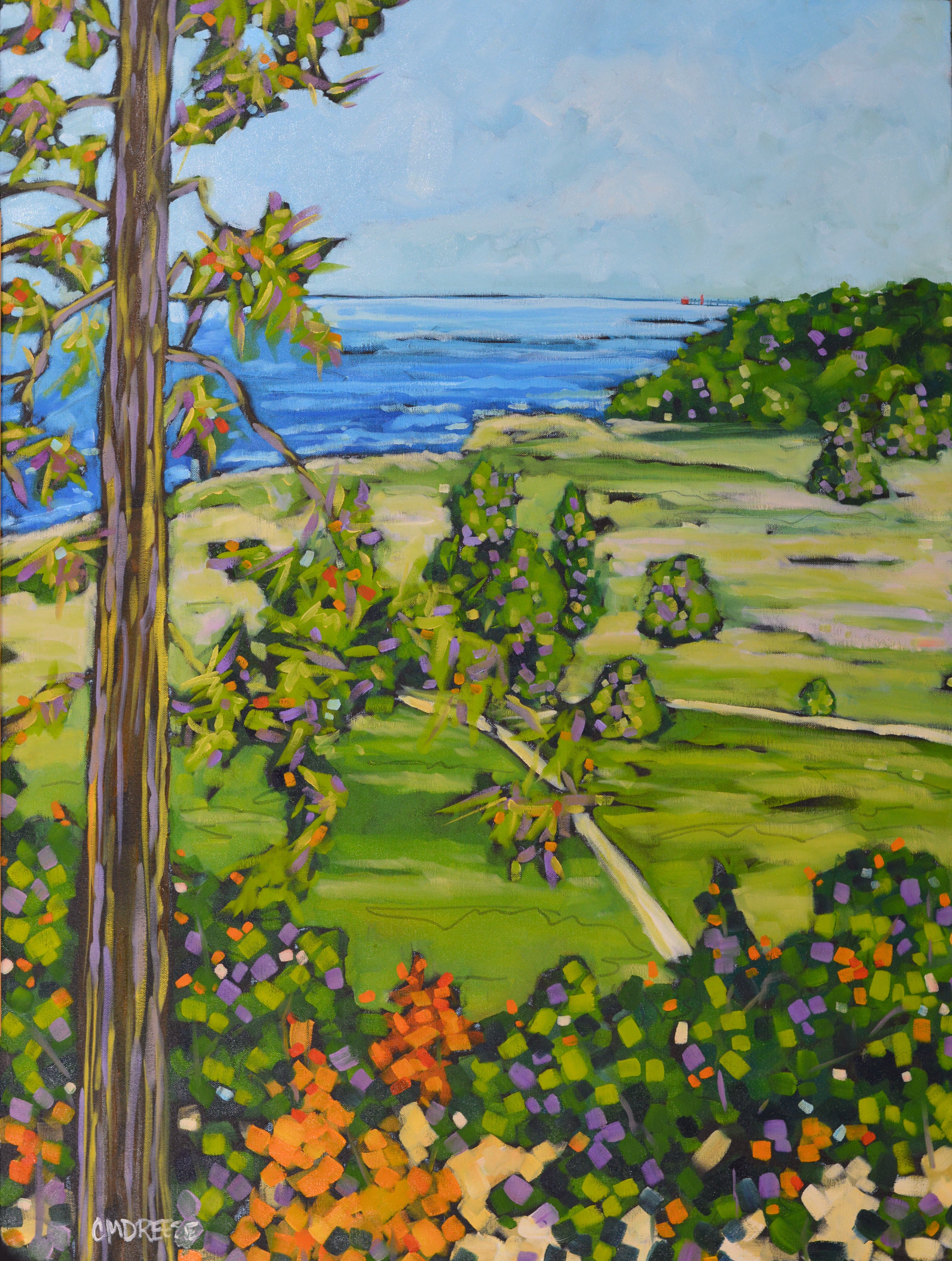 SOLD "On the Bluffs Overlooking Lake Michigan" Oil Painting on Canvas. Christi Dreese