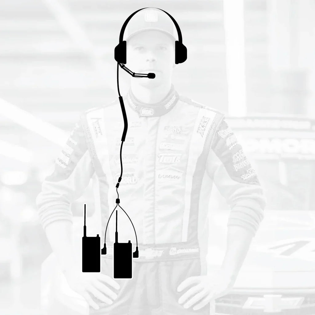 Crew Chief - H42 Spotter Headset and Rugged Handheld Radio Package - Single Radio / RDH Digital UHF Radio / Safety Yellow