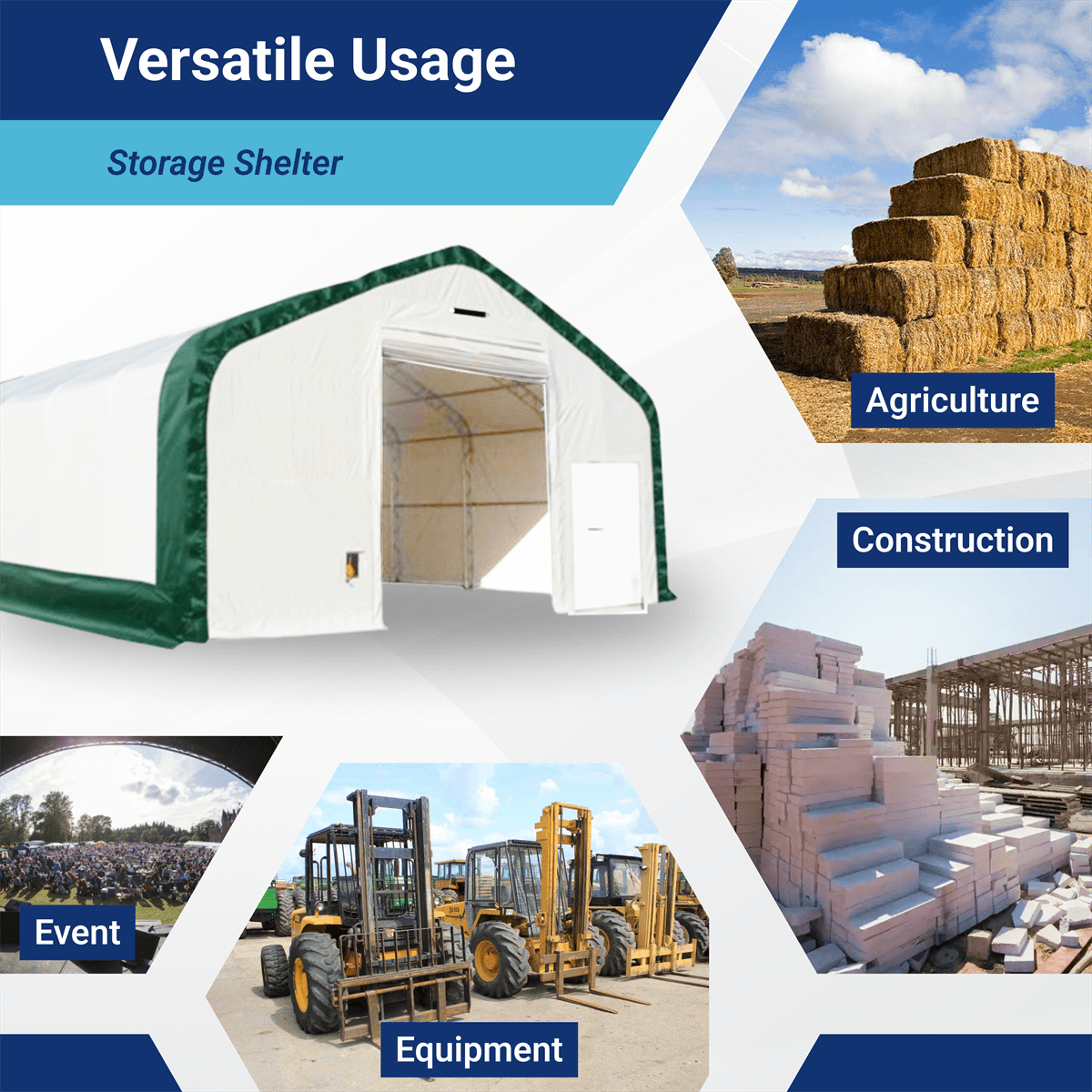 W40'xL64'xH23' Double Truss Storage Shelter