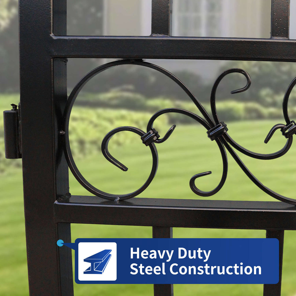 14x8 ft Steel Dual Swing Driveway Gate with Horse Pattern