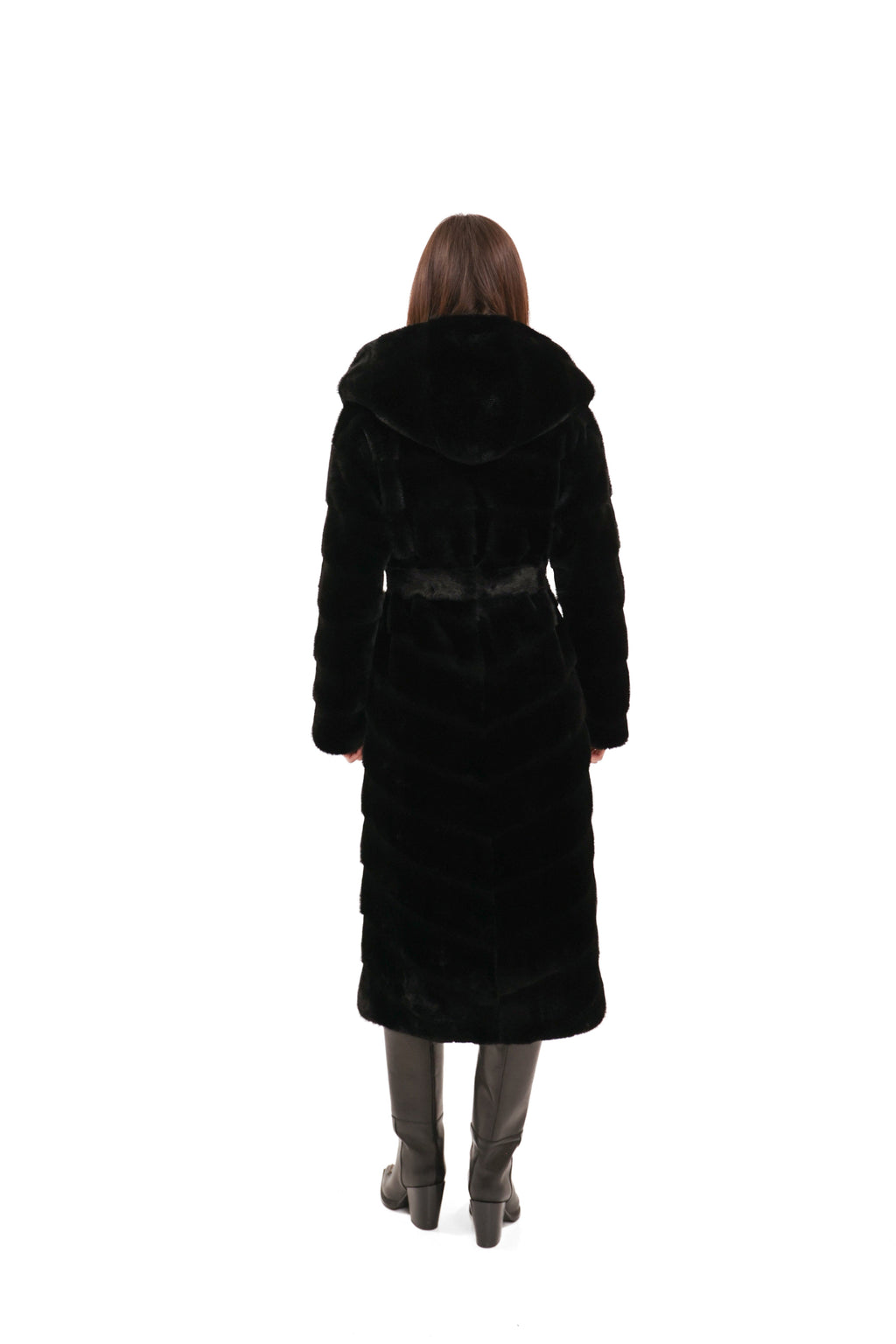 Faux Mink Effect Fur Hooded Coat