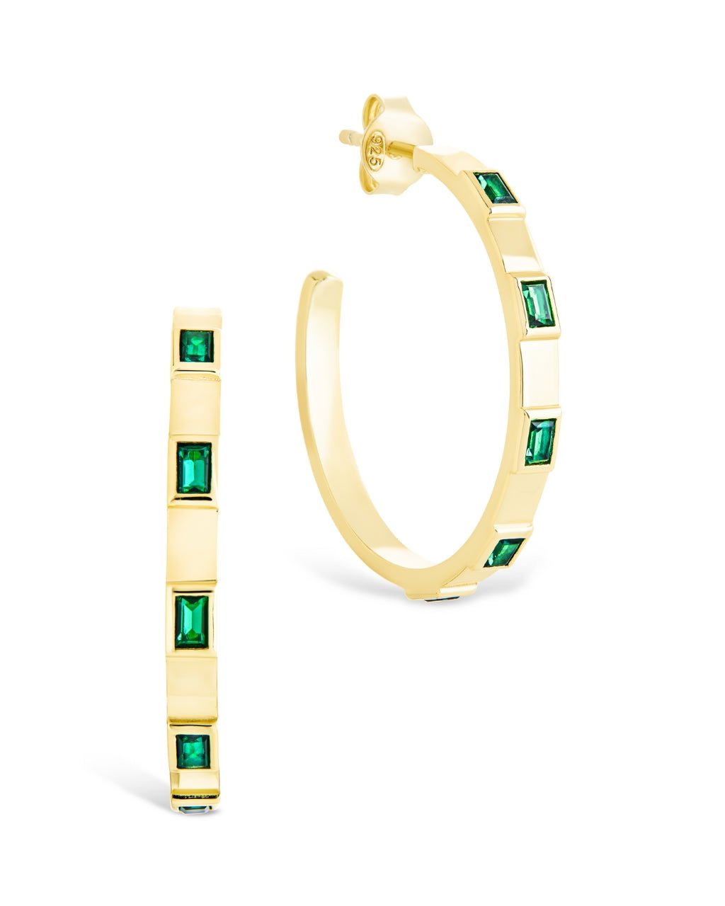 Sterling Silver Asher Flat Polished Hoops