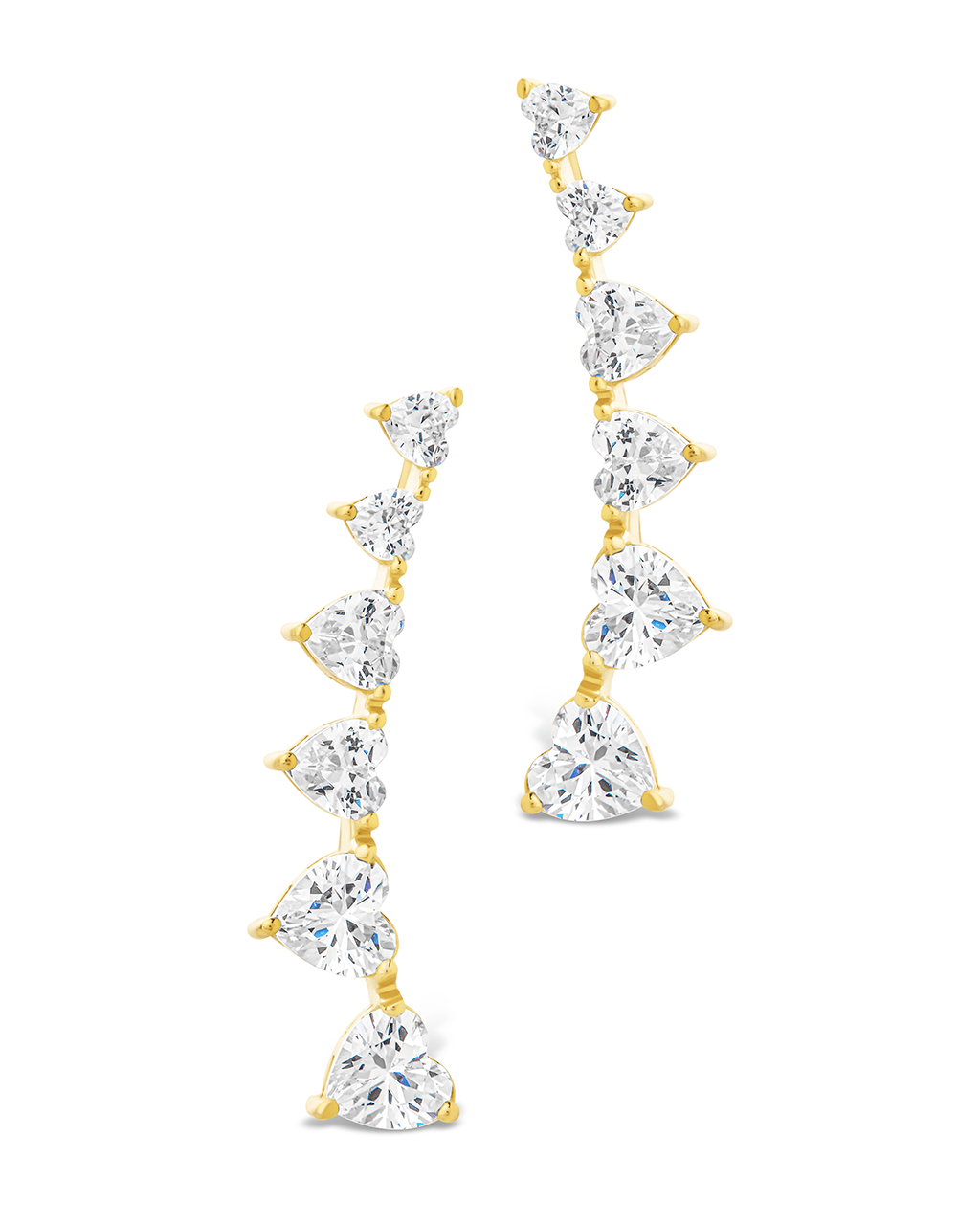 Sterling Silver Jillian CZ Heart Crawler Studs