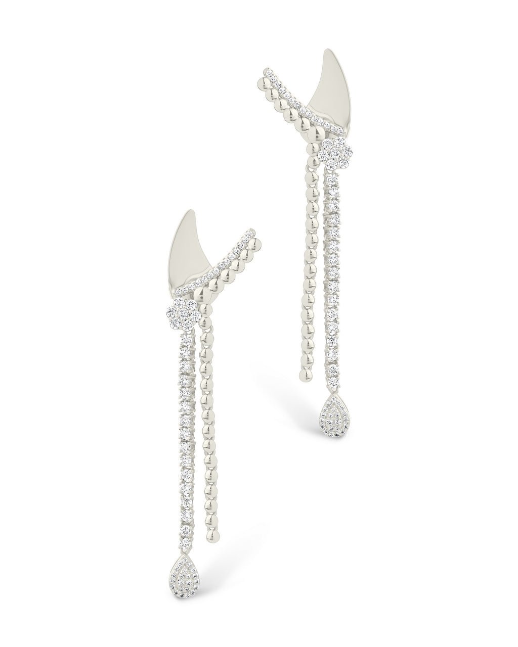 Lowen CZ Beaded Dangle Stud Earrings
