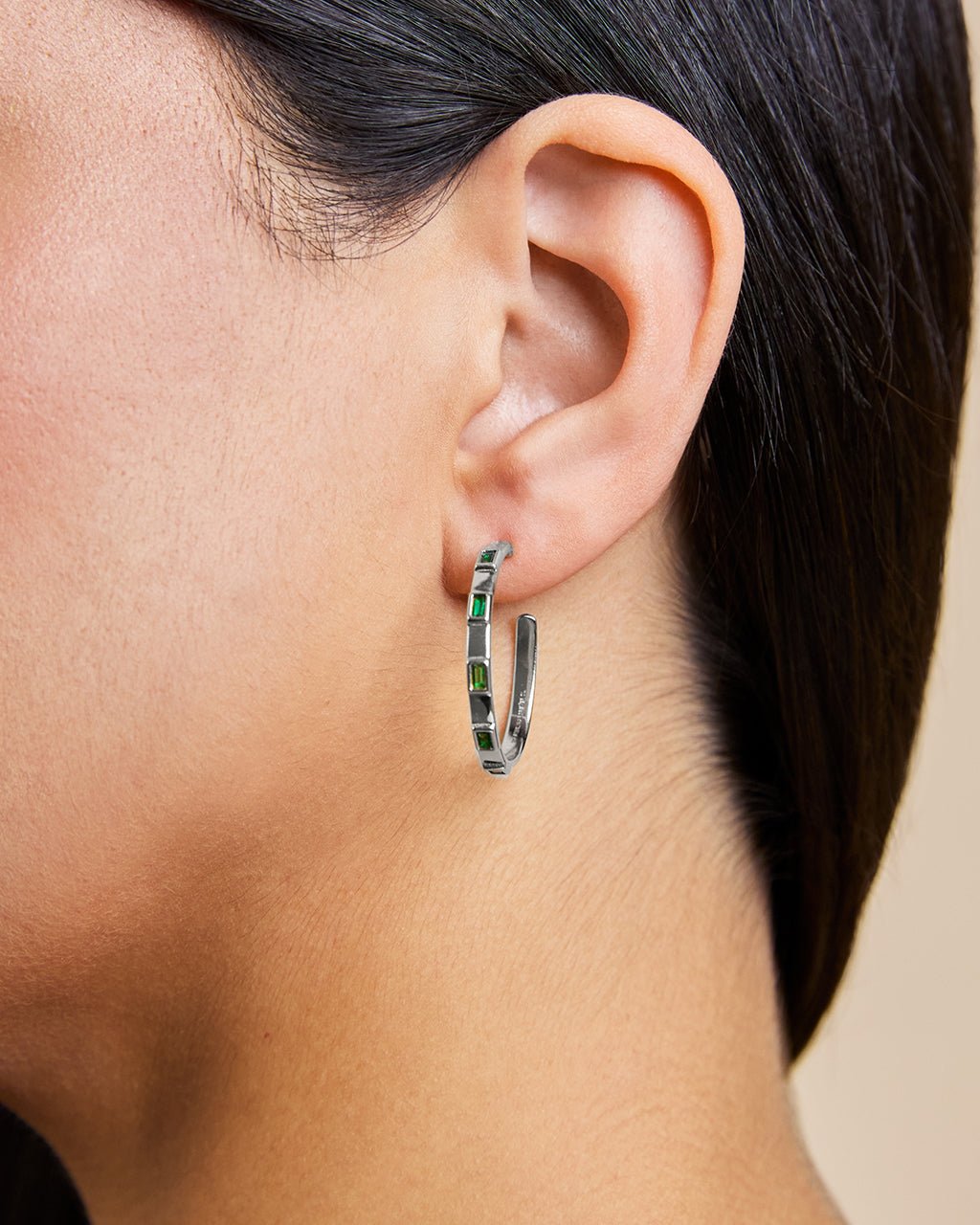 Sterling Silver Asher Flat Polished Hoops
