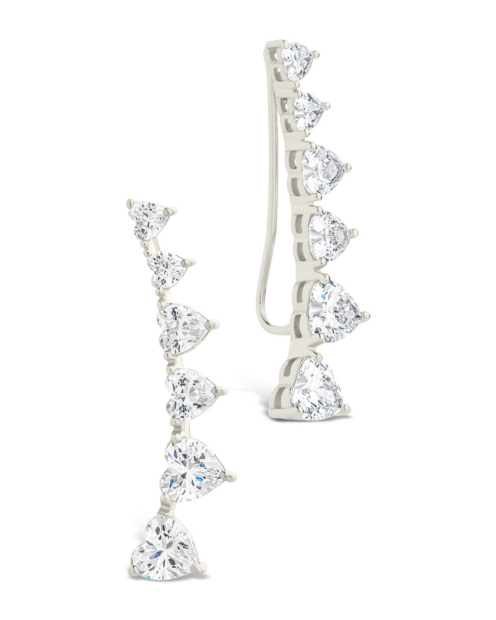 Sterling Silver Jillian CZ Heart Crawler Studs