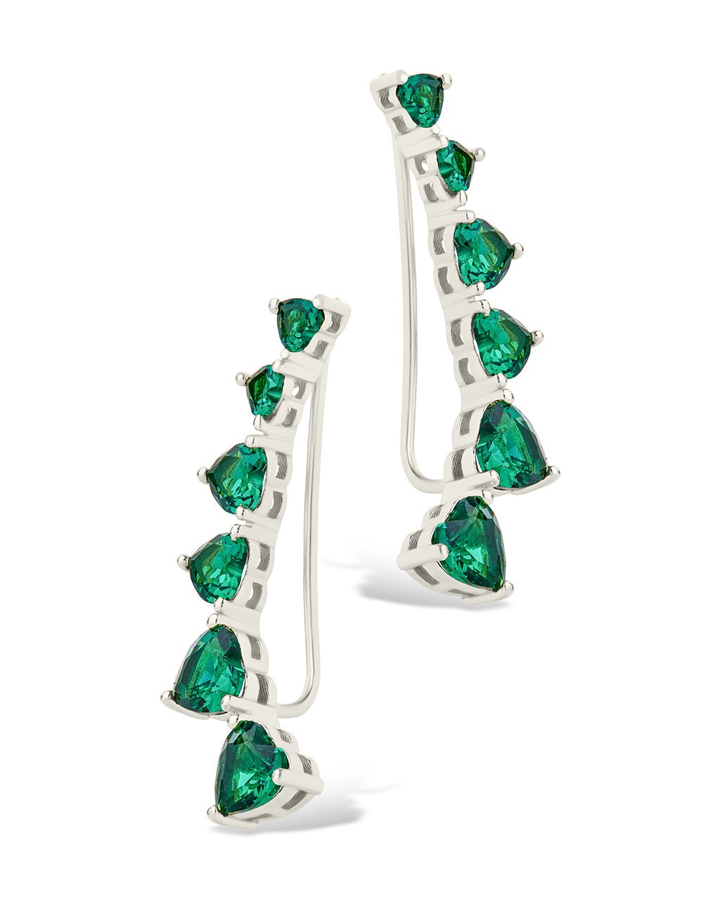 Sterling Silver Jillian CZ Heart Crawler Studs