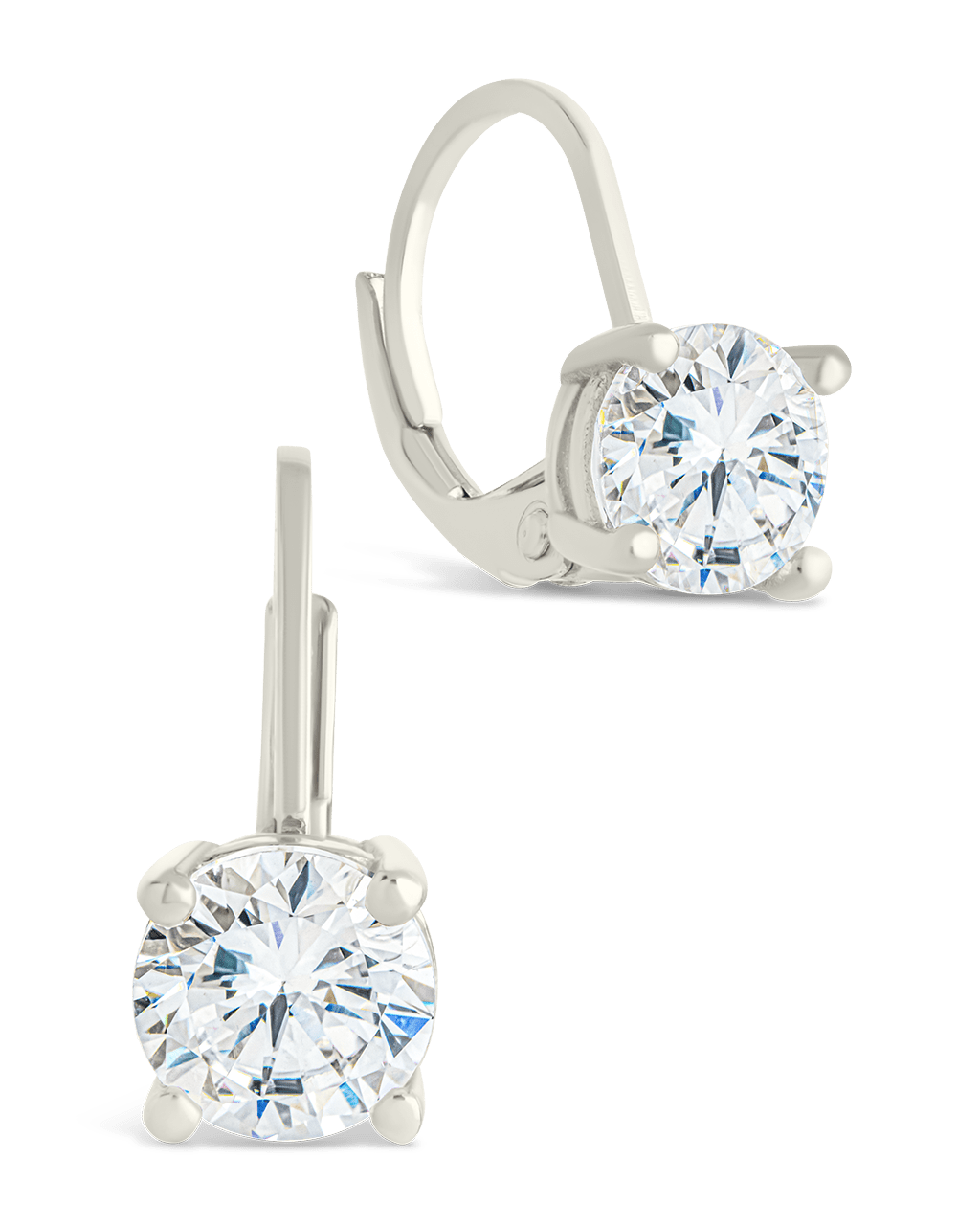 Sterling Silver Round Cut French Clip Earrings