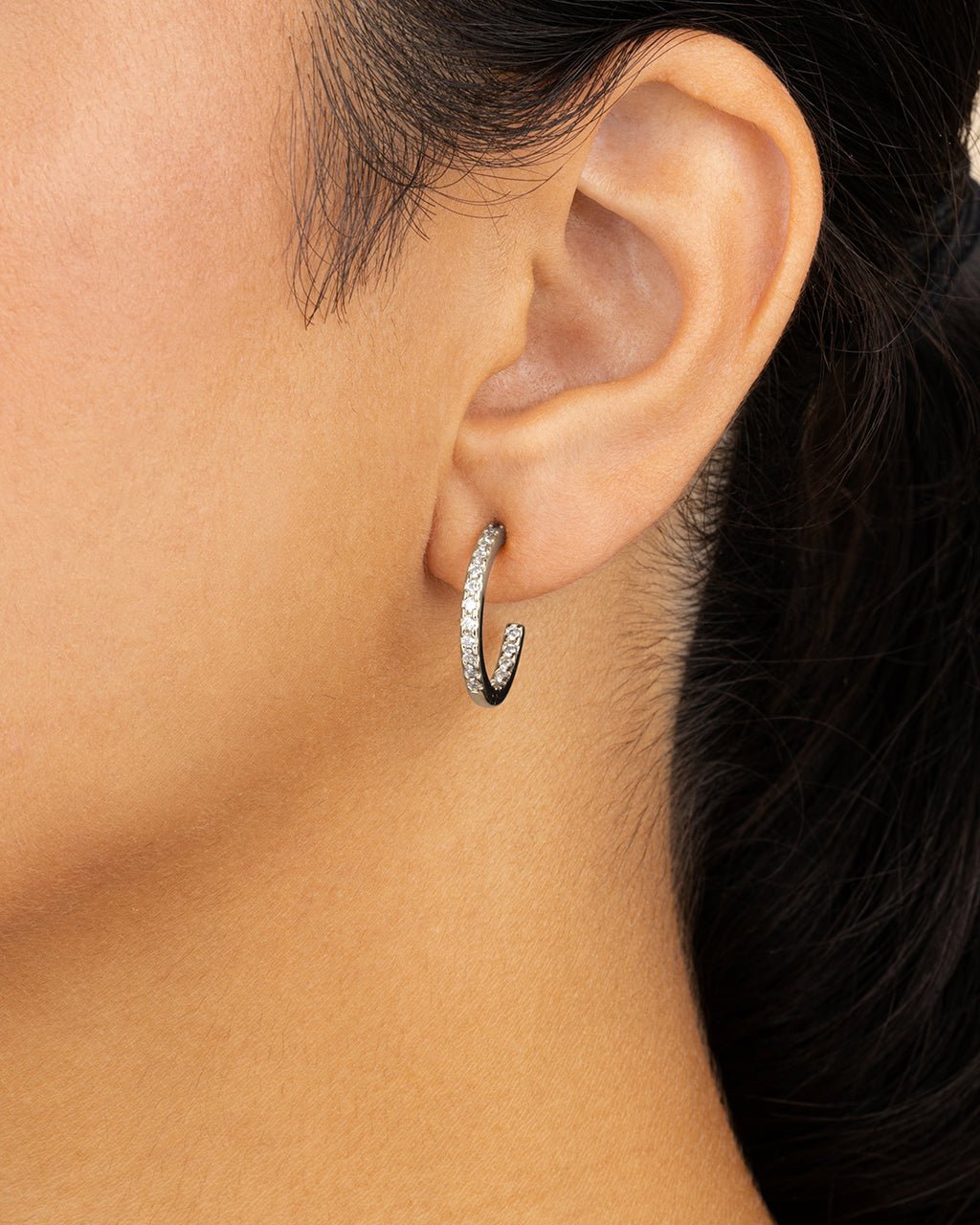Sterling Silver Thin Bezel Statement Hoops