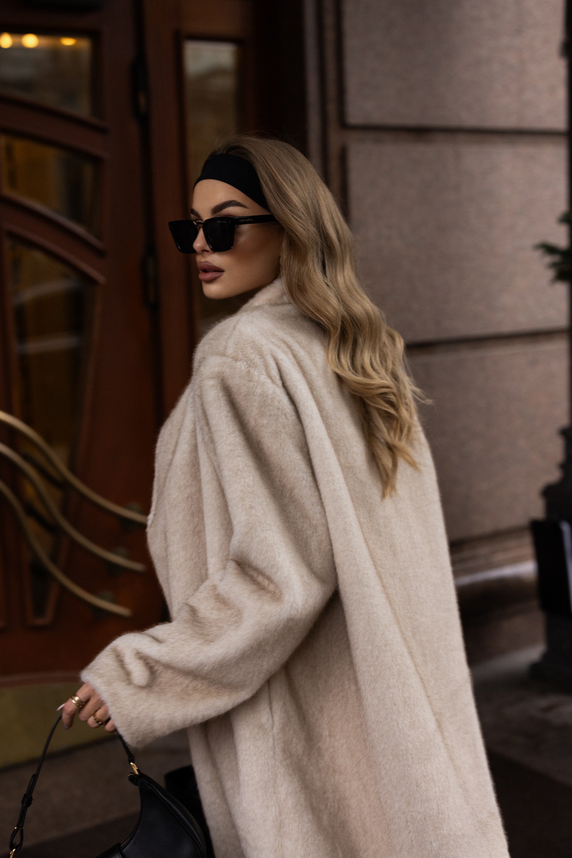 Sylvie Iconic Statement Fiber Coat in Ivory