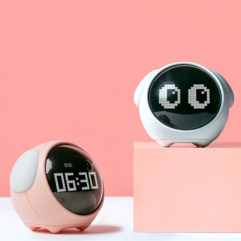 Cute Cartoon Digital Alarm Clock with Light and Emotion Function for Kids