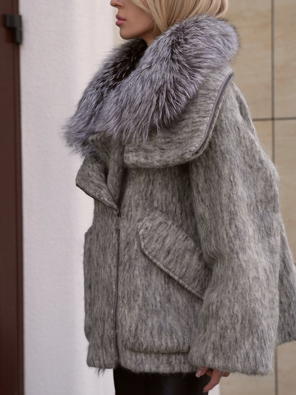 Ares Genuine Fur Trim Down Fill Mohair Parka