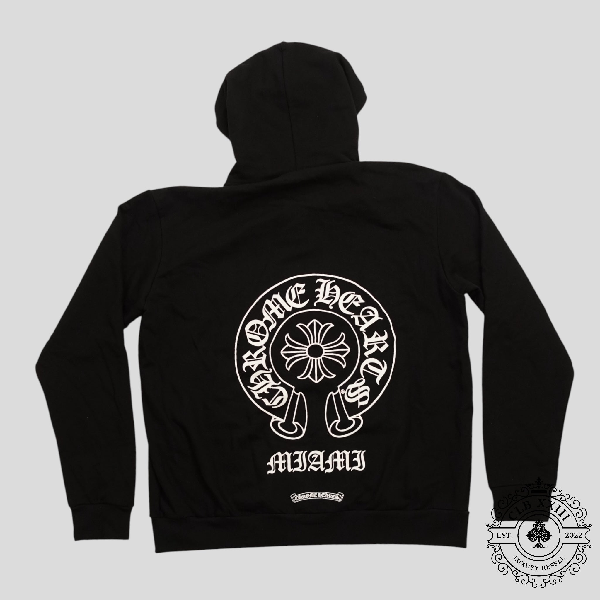 CHROME HEARTS MIAMI EXCLUSIVE HORSESHOE LOGO ZIP-UP HOODIE - BLACK